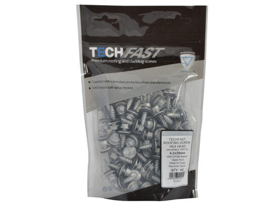 TechFast Hex Head Screw Sheet to Timber 6.3 x 25mm Pack 100 - Image 2