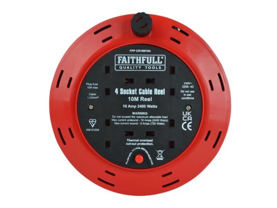 Cable Reel 240V 10A 4-Socket 10m - Image 2