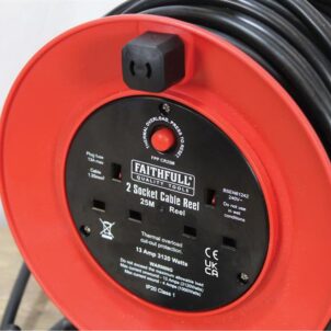 Open Drum Cable Reel 240V 13A 2-Socket 25m