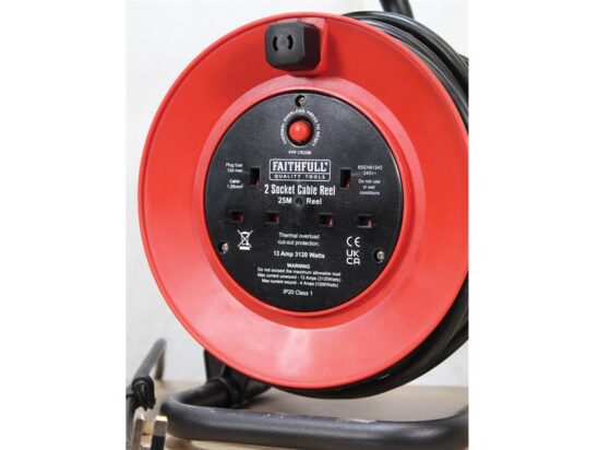 Open Drum Cable Reel 240V 13A 2-Socket 25m - Image 3