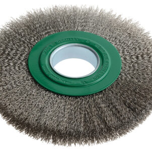 Wheel Brush D200mm x W24-27 x 50 Bore Stainless Steel Wire 0.30