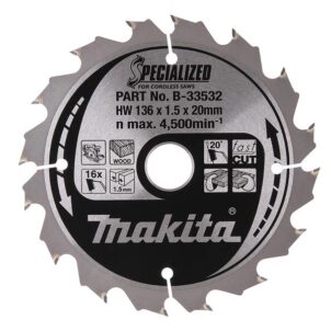 B-33532 Specialized for Cordless Saws Blade 136 x 20mm x 16T