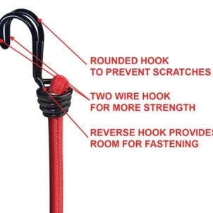 Twin Wire Bungee Cord 60cm Red 2 Piece