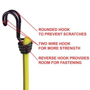 Twin Wire Bungee Cord 100cm Yellow 2 Piece - Image 3