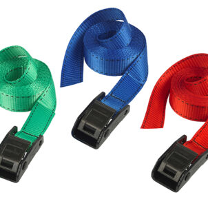 Lashing Strap with Metal Buckle, Coloured 2.5m 150kg (Pack 2)