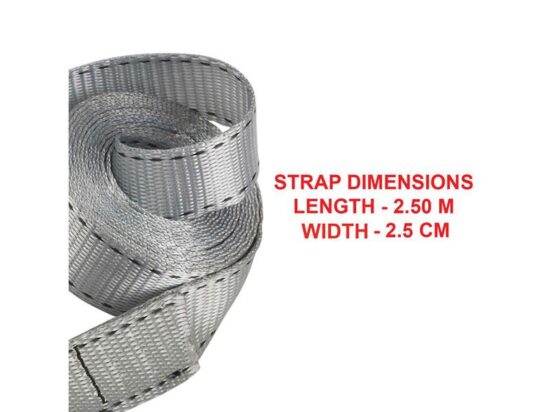 Lashing Strap with Metal Buckle, Grey 2.5m 150kg (Pack 2) - Image 4