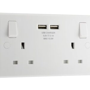 Switched Socket 2-Gang 13A with 2 x USB Ports