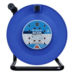 Heavy-Duty Cable Reel 240V 13A 4-Socket Thermal Cut-Out 50m