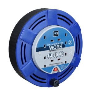 Cassette Cable Reel 240V 13A 4-Socket Thermal Cut-Out Blue 8m