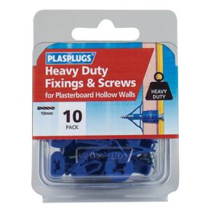 HWHS010 Heavy-Duty Plasterboard Fixings & Screws Pack of 10