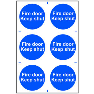 Fire Door Keep Shut - 6 PVC Signs 100 x 100mm
