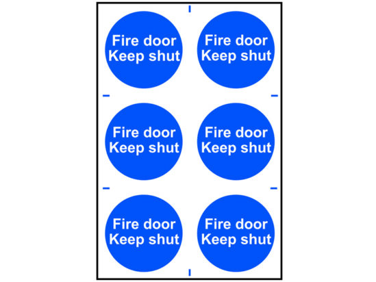 Fire Door Keep Shut - 6 PVC Signs 100 x 100mm