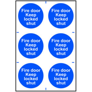 Fire Door Keep Locked Shut - 6 PVC Signs 100 x 100mm