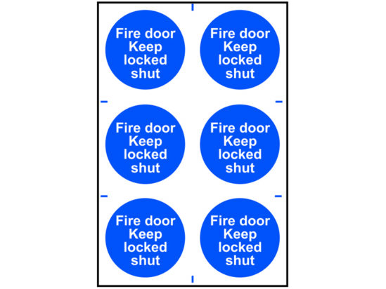 Fire Door Keep Locked Shut - 6 PVC Signs 100 x 100mm