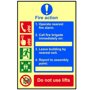 Fire Action Procedure - Photoluminescent Sign 200 x 300mm