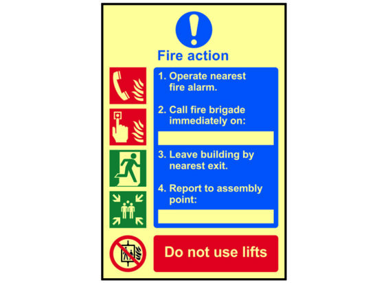 Fire Action Procedure - Photoluminescent Sign 200 x 300mm