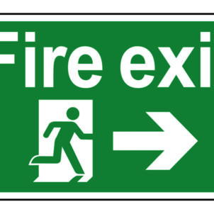 Fire Exit Running Man Arrow Right - PVC Sign 300 x 200mm