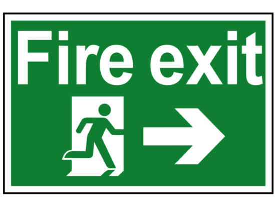 Fire Exit Running Man Arrow Right - PVC Sign 300 x 200mm
