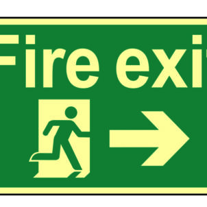 Fire Exit Running Man Arrow Right - Photoluminescent 300 x 200mm