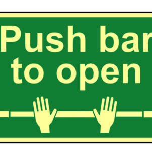 Push Bar To Open - Photoluminescent 300 x 200mm