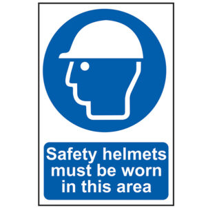 Safety Helmets Must Be Worn In This Area - PVC Sign 400 x 600mm