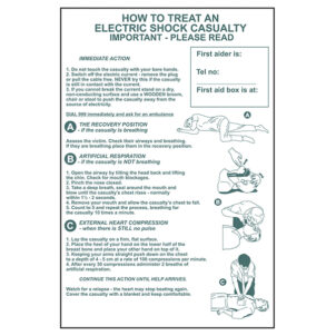 How To Treat An Electric Shock Casualty - PVC Sign 400 x 600mm