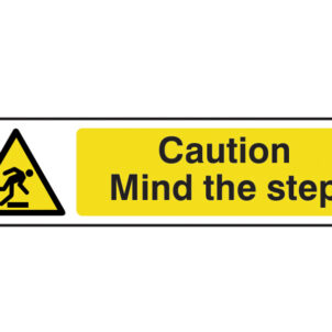 Caution Mind The Step - PVC Sign 200 x 50mm