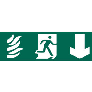 Running Man Arrow Down - PVC Sign 200 x 50mm