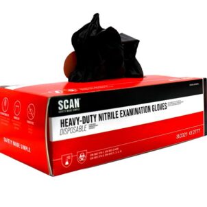 Black Heavy-Duty Nitrile Disposable Gloves Large Size 8 (Box of 100) - Image 2