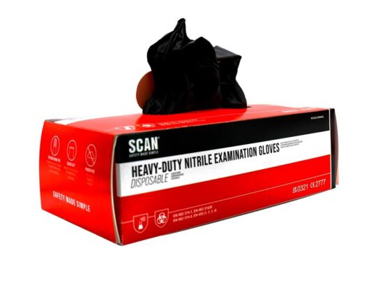 Black Heavy-Duty Nitrile Disposable Gloves Large Size 8 (Box of 100) - Image 2