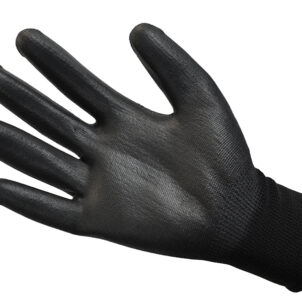 Black PU Coated Gloves - L (Size 9) (12 Pairs) - Image 2