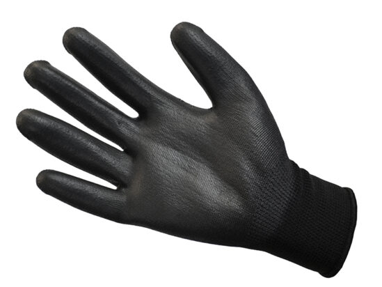 Black PU Coated Gloves - L (Size 9) (12 Pairs) - Image 2
