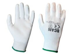 White PU Coated Gloves – M (Size 8) (Pack 12)