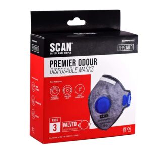 Fold Flat Disposable Odour Mask Valved FFP2 Protection (Pack 3)