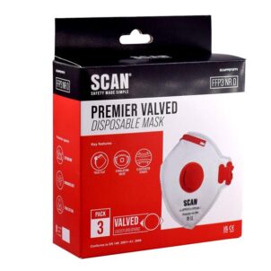 Fold Flat Disposable Valved Disposable Mask FFP3 Protection (Pack 3)
