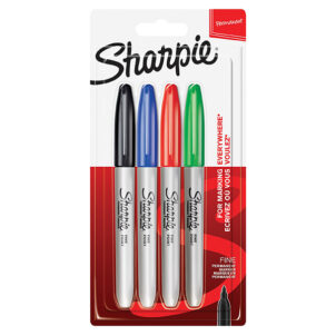 Fine Tip Permanent Marker Assorted (Pack 4)