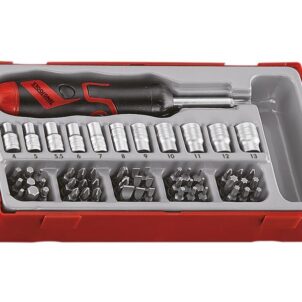 Angled Ratcheting Bit Driver & Socket Set, 64 Piece