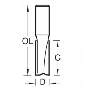 3/08 x 1/4 TCT Two Flute Cutter 12.7 x 25mm
