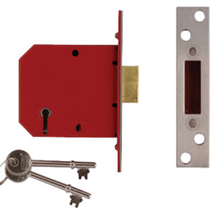 2101 5 Lever Mortice Deadlock Satin Brass Finish 65mm 2.5in Visi