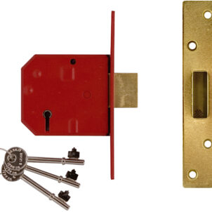 2134E 5 Lever BS Mortice Deadlock Satin Brass Finish 79.5mm 3in Visi