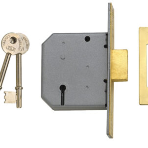 2177 3 Lever Mortice Deadlock Polished Brass 77.5mm 3in Visi