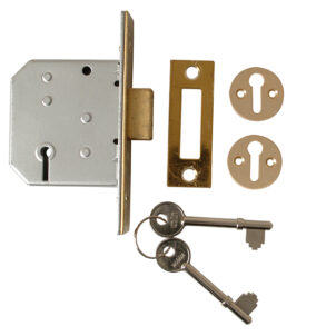 2177 3 Lever Mortice Deadlock Polished Brass 65mm 2.5in Visi