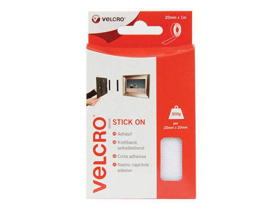 VELCRO® Brand Stick On Tape 20mm x 1m White