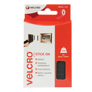 VELCRO® Brand Stick On Tape 20mm x 1m Black