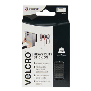 VELCRO® Brand Heavy-Duty Stick On Strips (2) 50 x 100mm Black