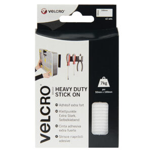 VELCRO® Brand Heavy-Duty Stick On Strips (2) 50 x100mm White