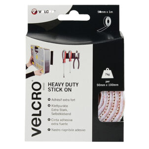 VELCRO® Brand Heavy-Duty Stick On Tape 50mm x 1m White