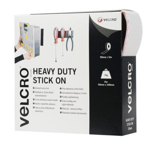 VELCRO® Brand Heavy-Duty Stick On Tape 50mm x 5m White