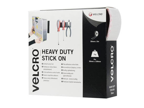 VELCRO® Brand Heavy-Duty Stick On Tape 50mm x 5m White
