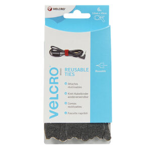 VELCRO® Brand ONE-WRAP® Reusable Ties (6) 12mm x 20cm Black